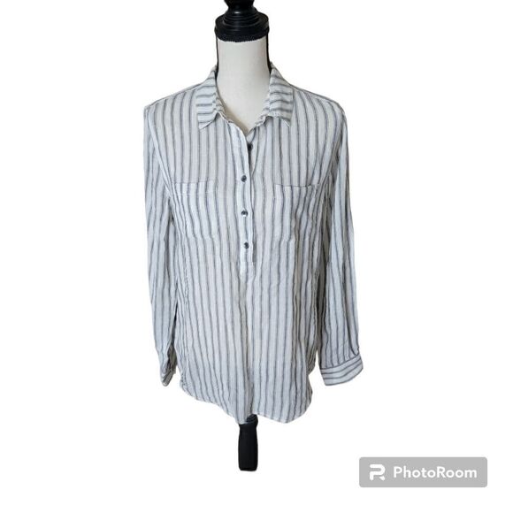 Marine Layer Striped Linen Blend Top. Size M. - Picture 1 of 10